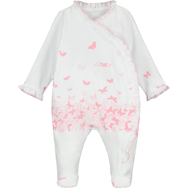 LITTLE A - Demi Butterfly Print Baby Grow - White