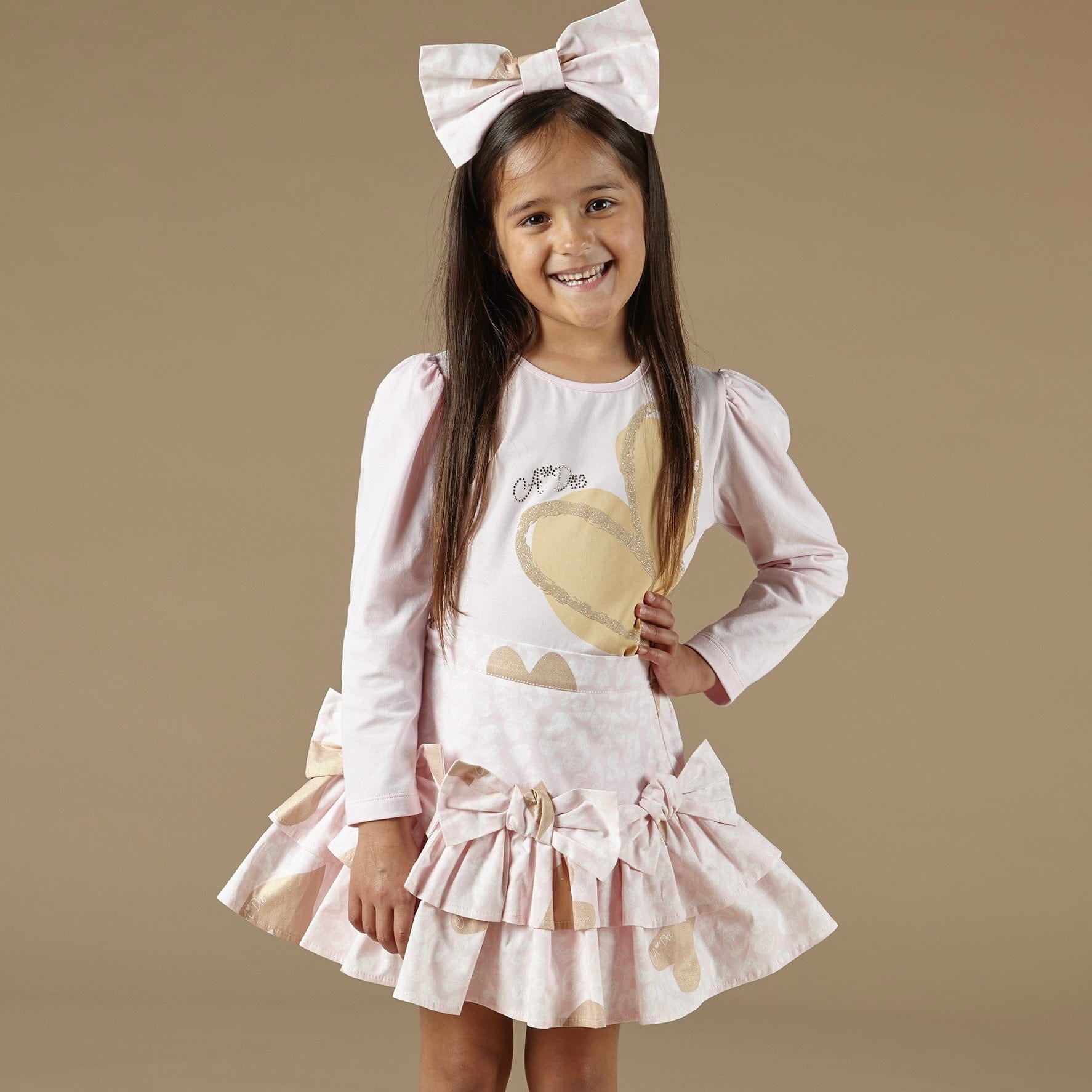 A DEE - Pearl Heart Skirt Set - Pale Pink