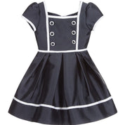 PATACHOU - Girls Satin Sailor Dress - Navy
