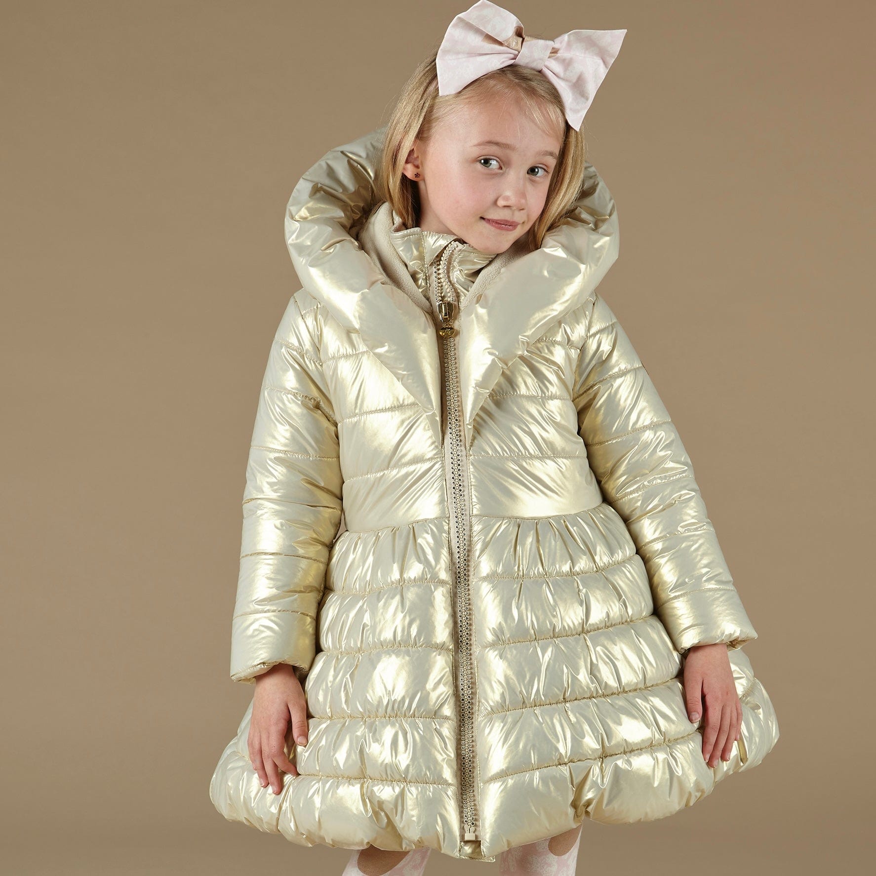 A DEE - Priscilla Metalic Hooded Jacket - Light Gold