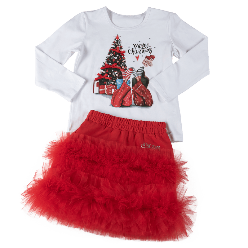 Daga - Waiting For Christmas Tutu Skirt Set- Red