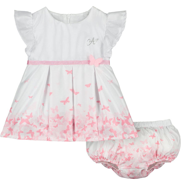 LITTLE A - Danica Butterfly Print Dress - White