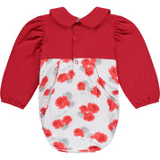 LITTLE A - Fernanda Rose Print Romper - Red