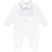 MITCH & SON - Mini Harvey Stripe Panel Babygrow - White