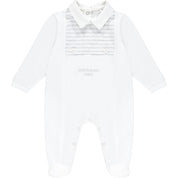 MITCH & SON - Mini Harvey Stripe Panel Babygrow - White