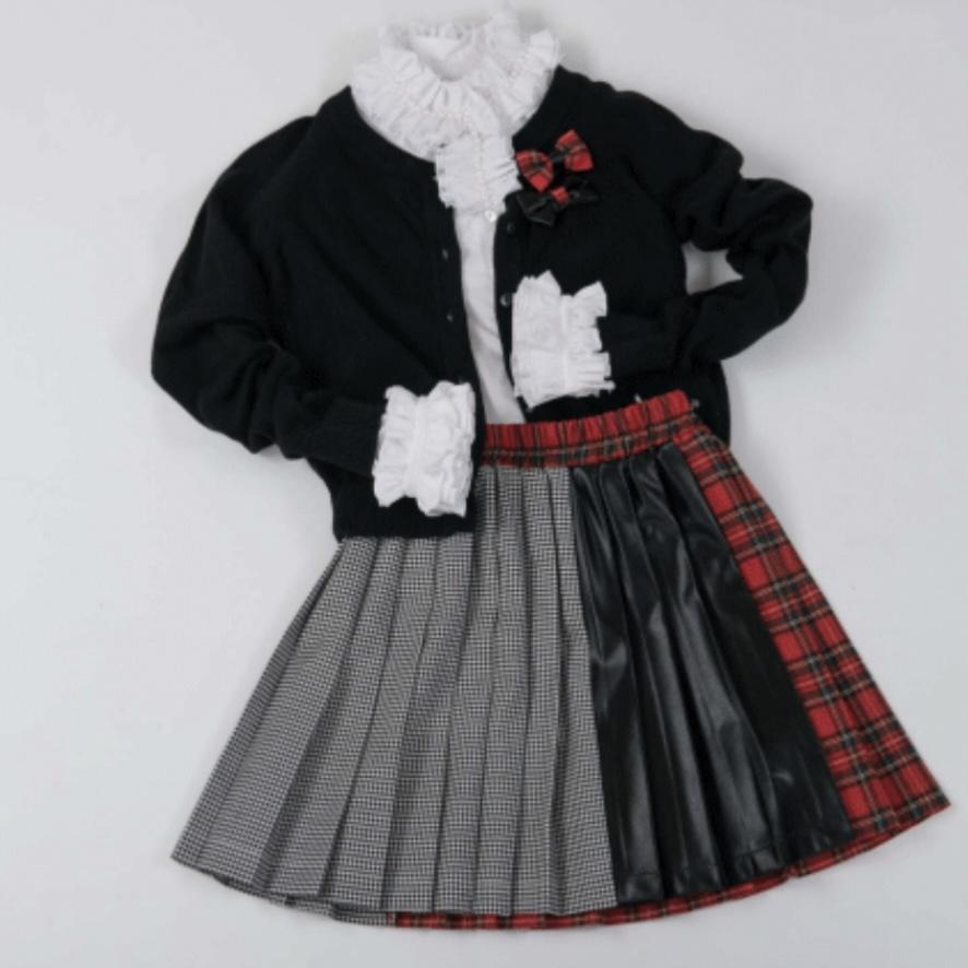Daga - Tartan Three Piece Skirt Set - Black