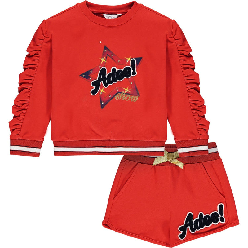 A DEE - Star Sweatshirt Short Set - Red