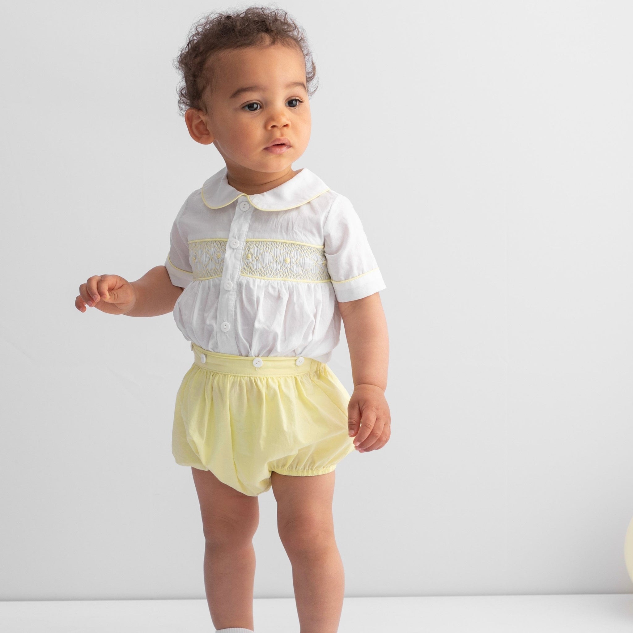 CARAMELO KIDS Smocked Set Lemon