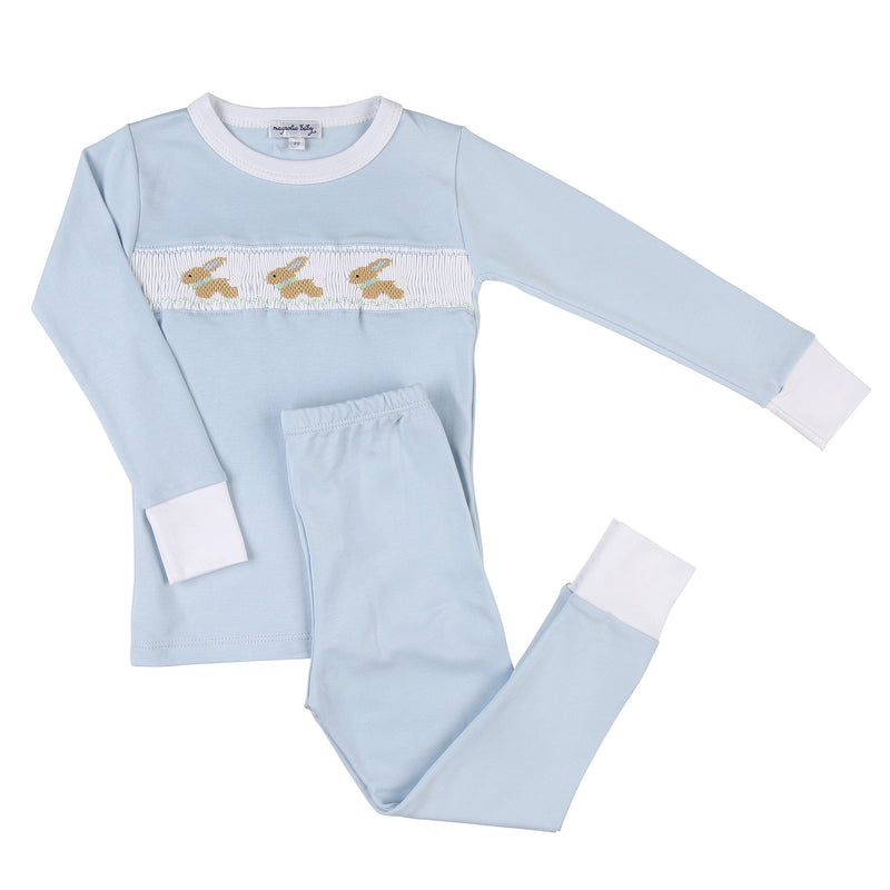 MAGNOLIA BABY - Springtime Bunny Smocked Pyjamas - Blue
