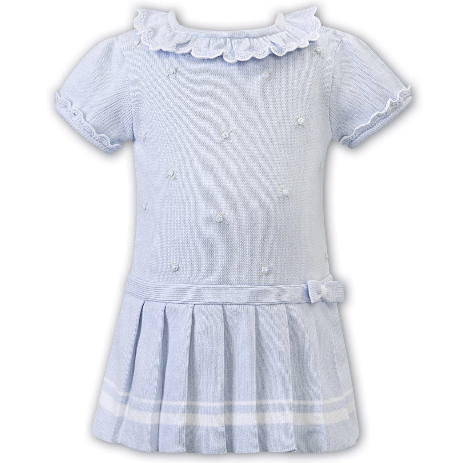 SARAH LOUISE - Cotton Pleated Dress - Blue