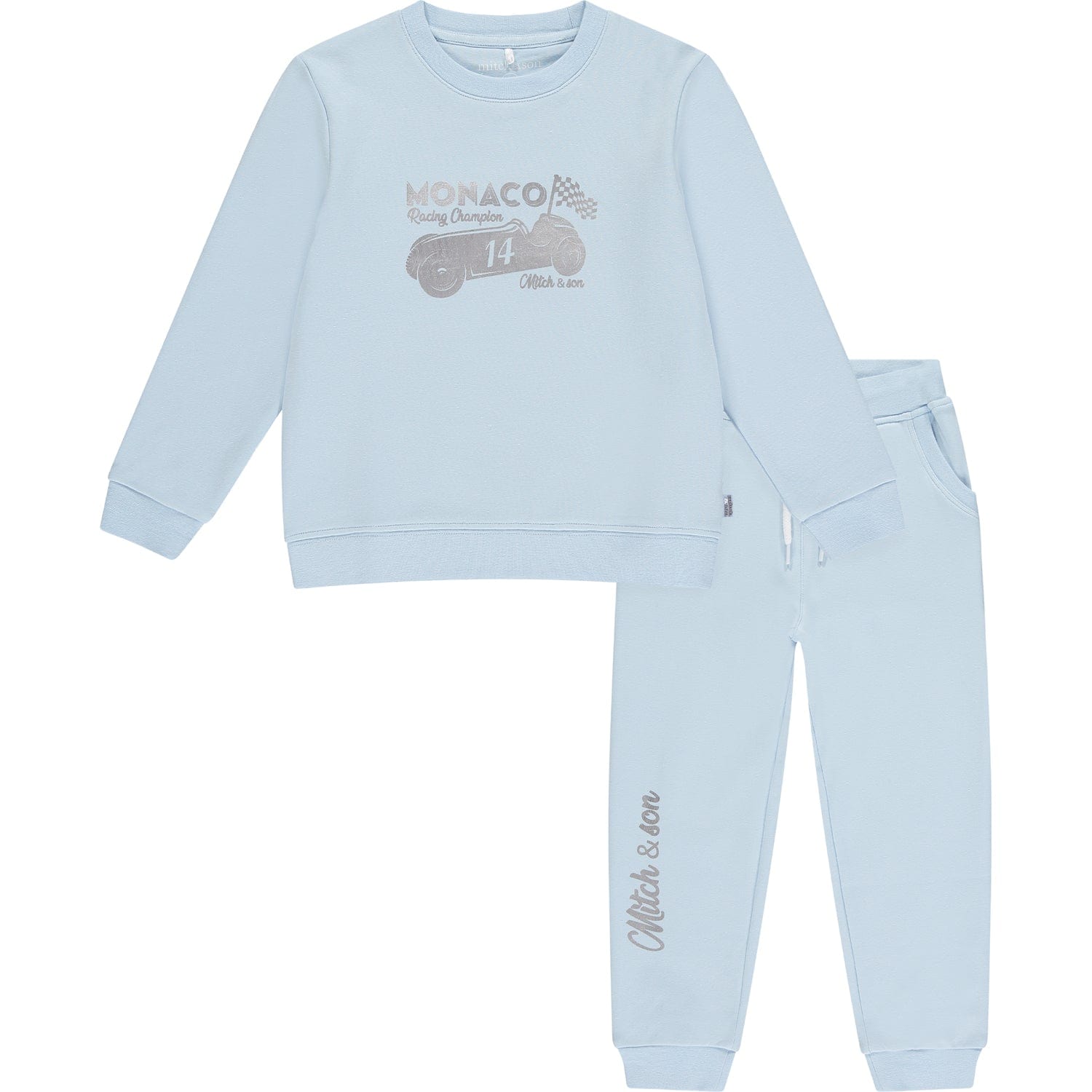 MITCH & SON - Elton Car Graphic Sweatshirt Set - Pale Blue
