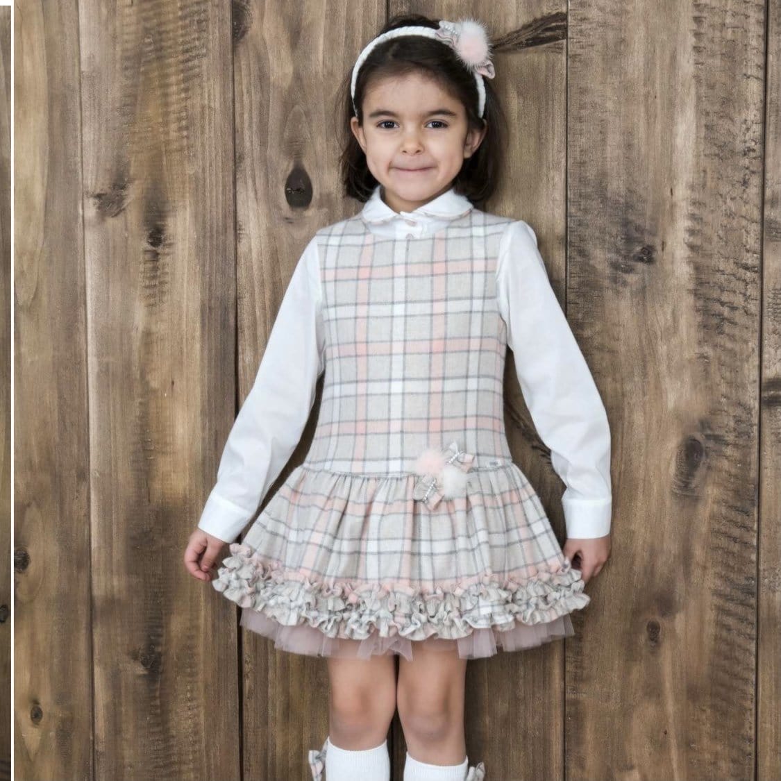 Daga - Check Pinafore & Blouse - Pink