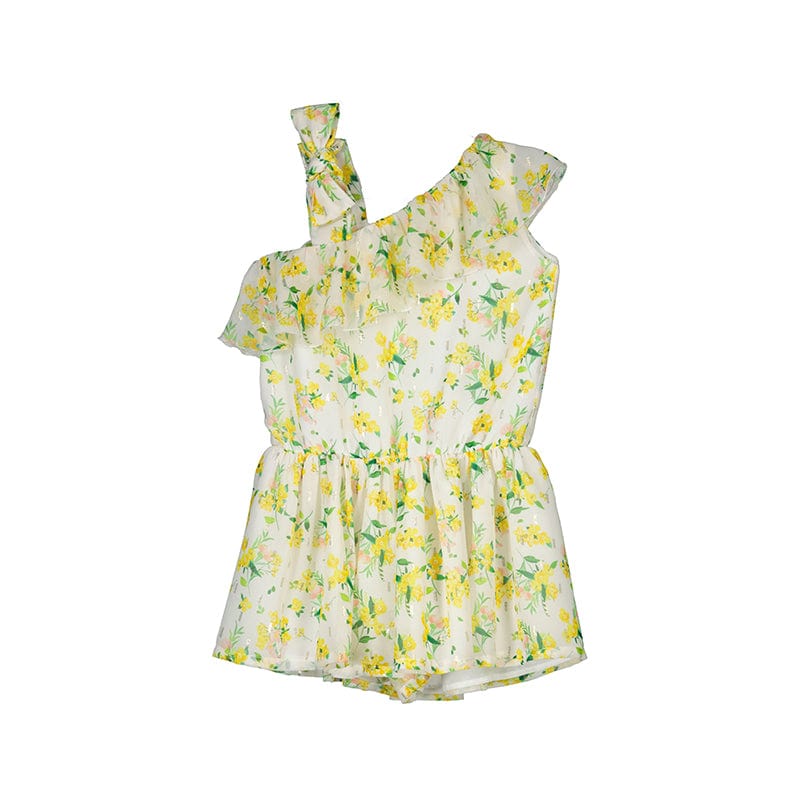 MAYORAL - Floral Chiffon Playsuit - Off White