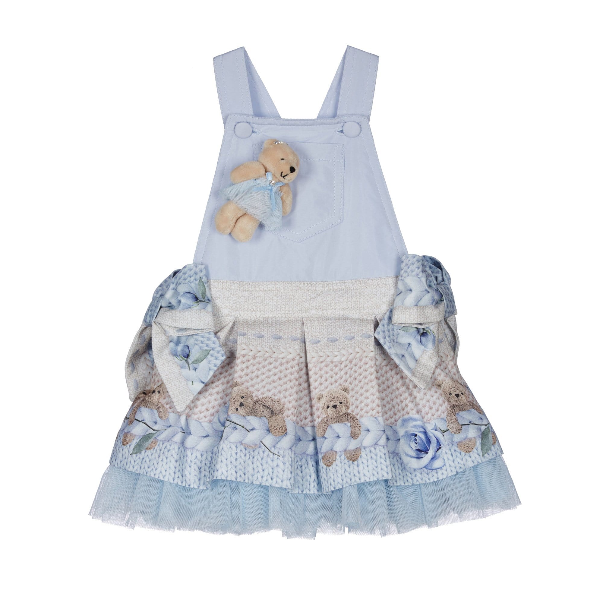 LAPIN HOUSE - Teddy Bear Pinafore Dress - Blue