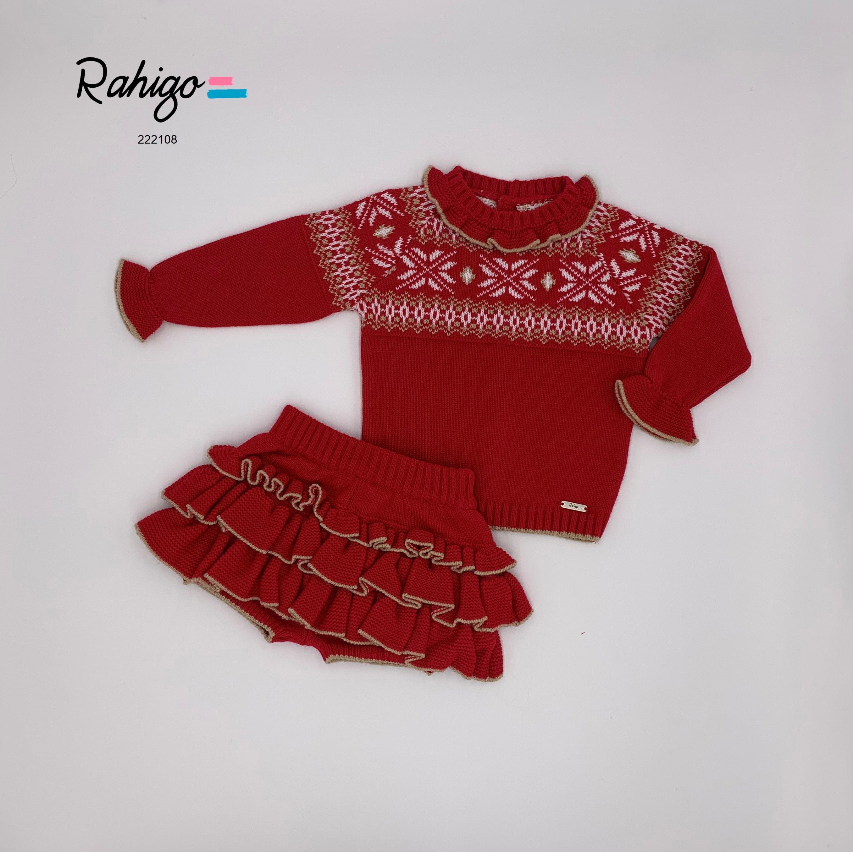 Rahigo - Four Piece Fairisle Skirt Set With Camel -  Navy