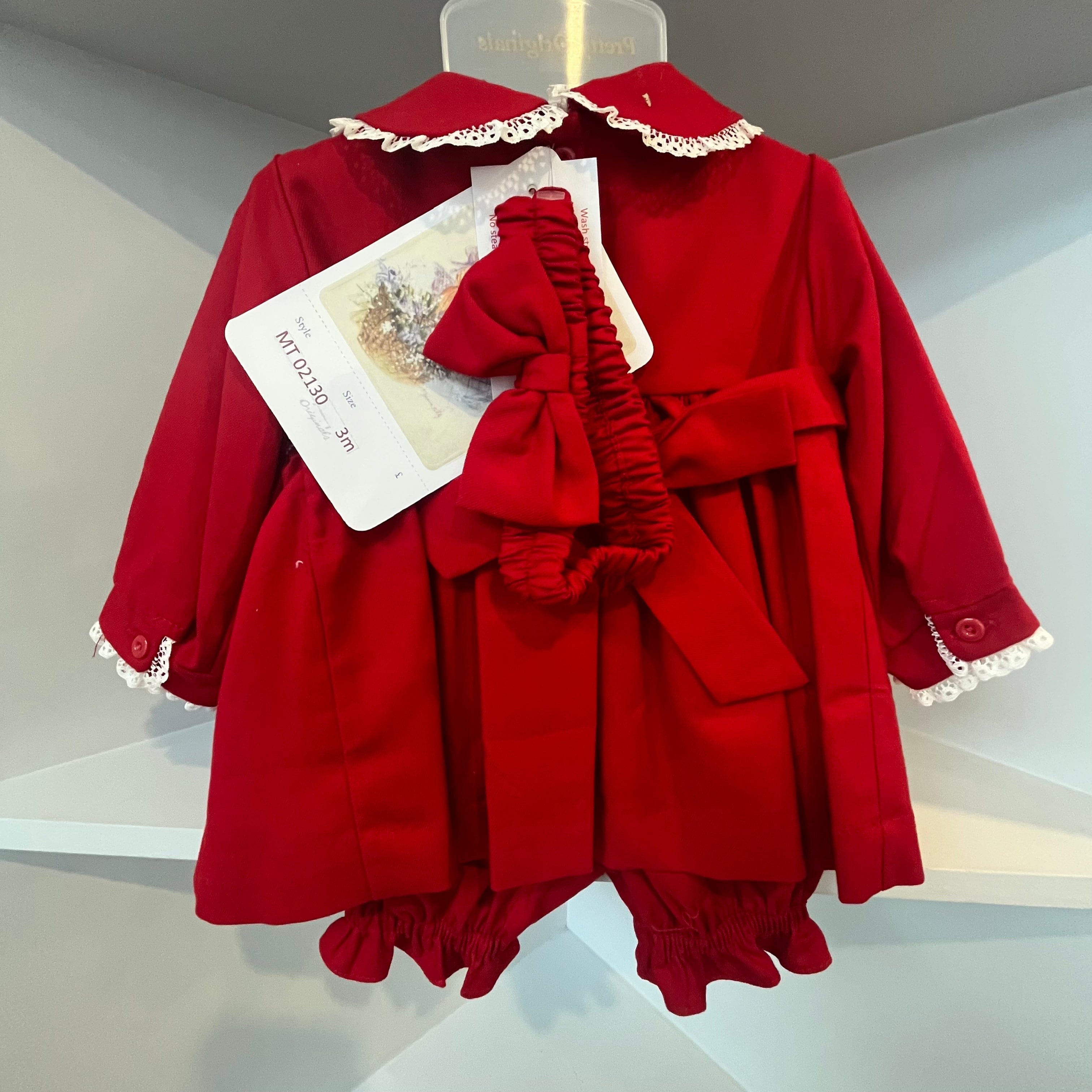 PRETTY ORIGINALS - Smocked Dress Set & Hairband  - Red