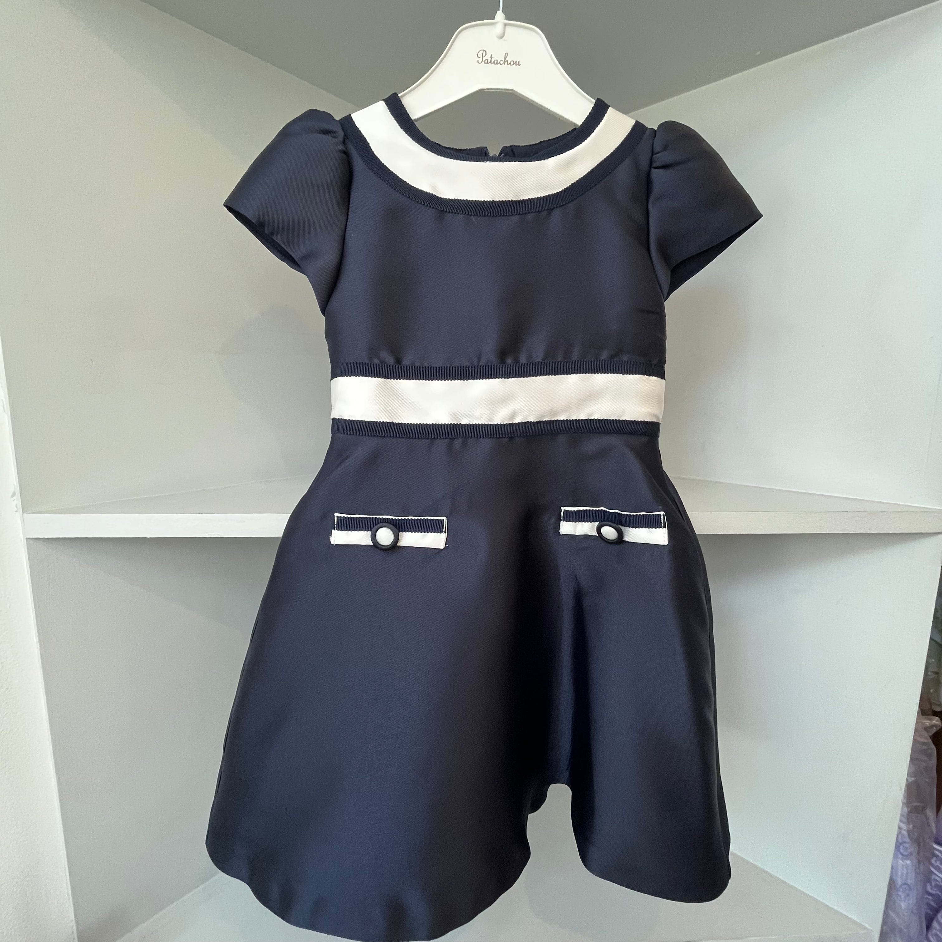 PATACHOU - Girls Satin Dress - Navy