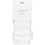 LITTLE A - Denise Frill Knee High Sock - White