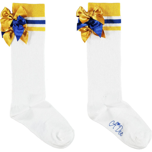 A DEE - Triple Bow Knee High Socks - White