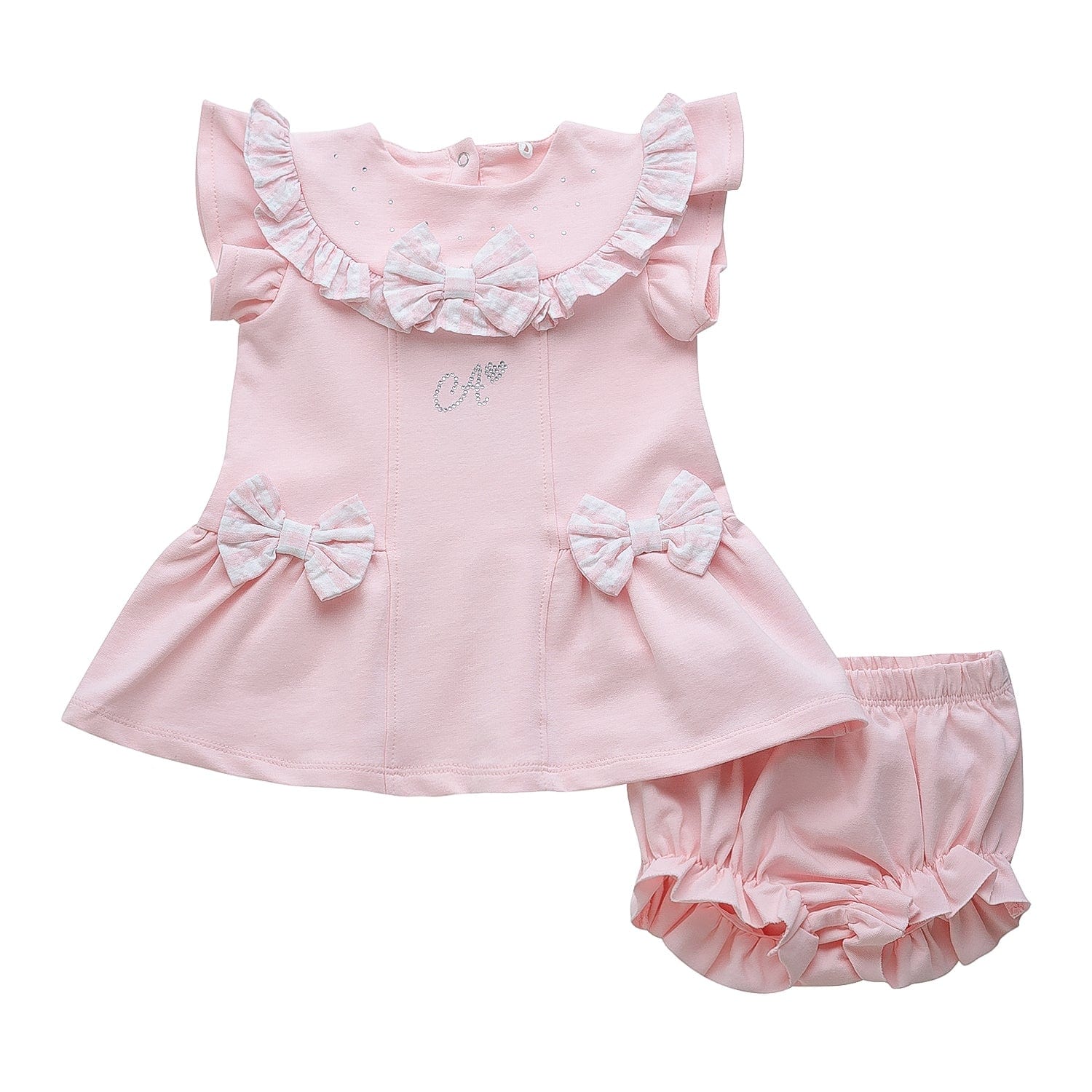 LITTLE A - Gemma Summer Bloom Bow Frill Dress - Pale Pink
