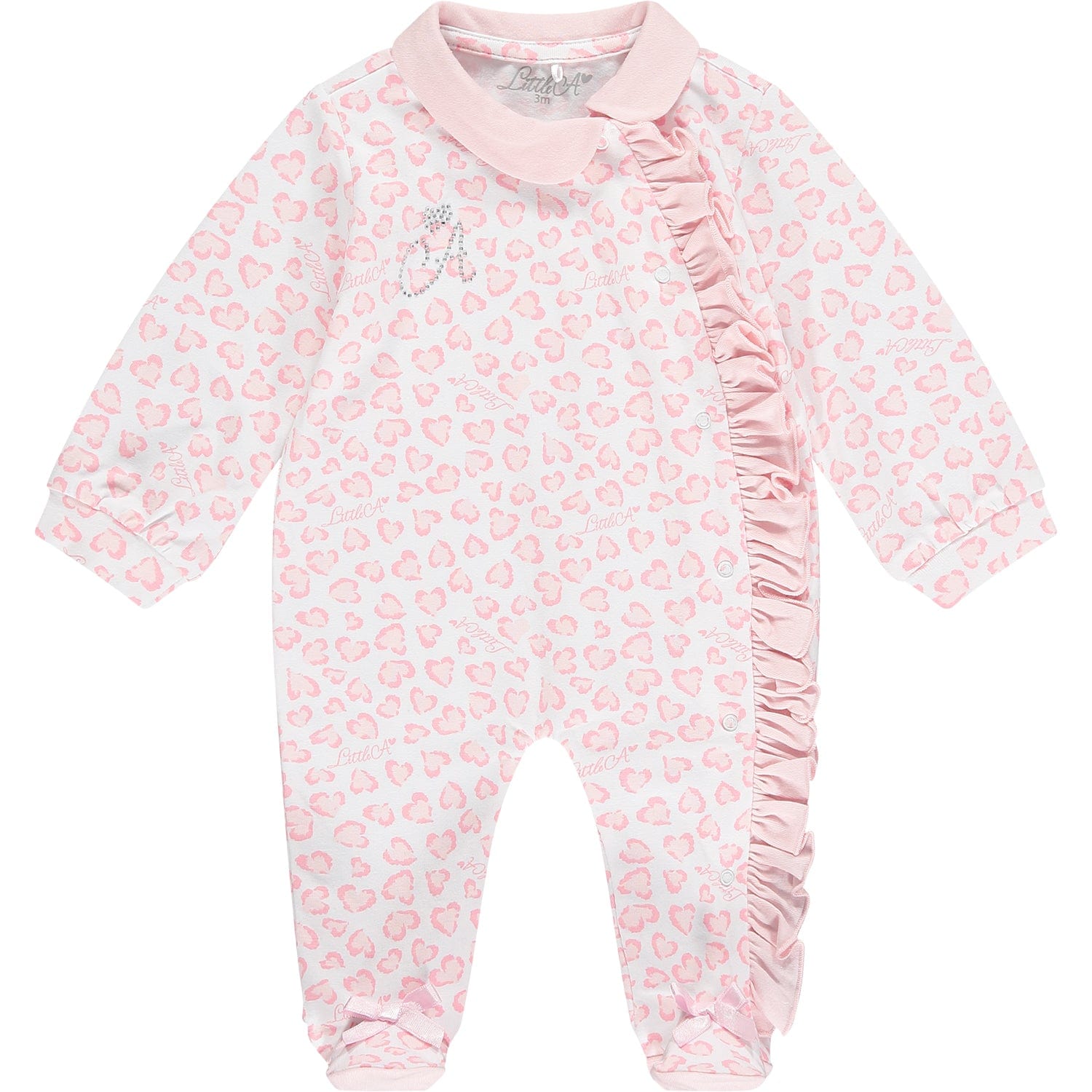 LITTLE A - Eileen Leopard Print Babygrow - Baby Pink