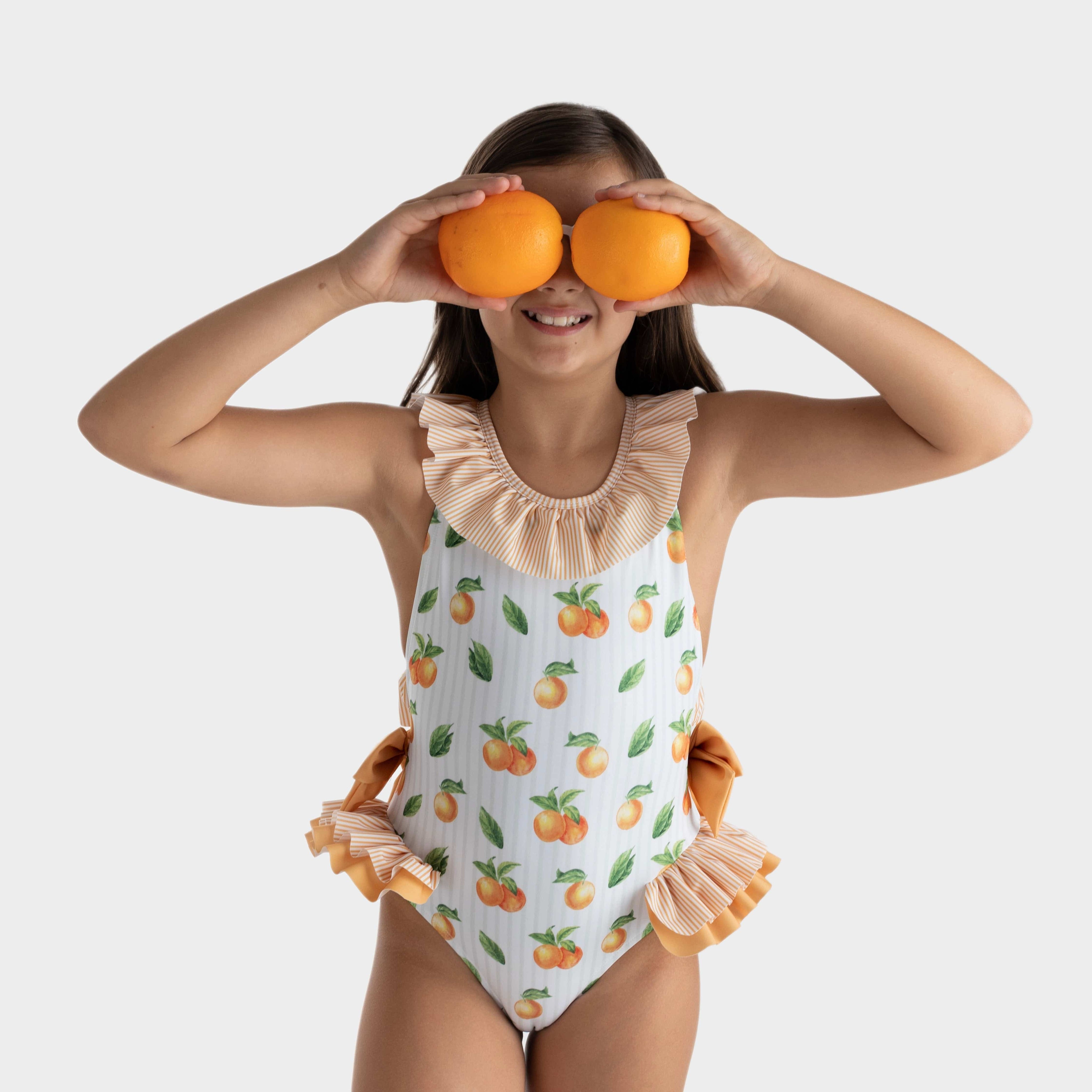 MEIA PATA - Cannes Oranges Print Swimsuit - Orange