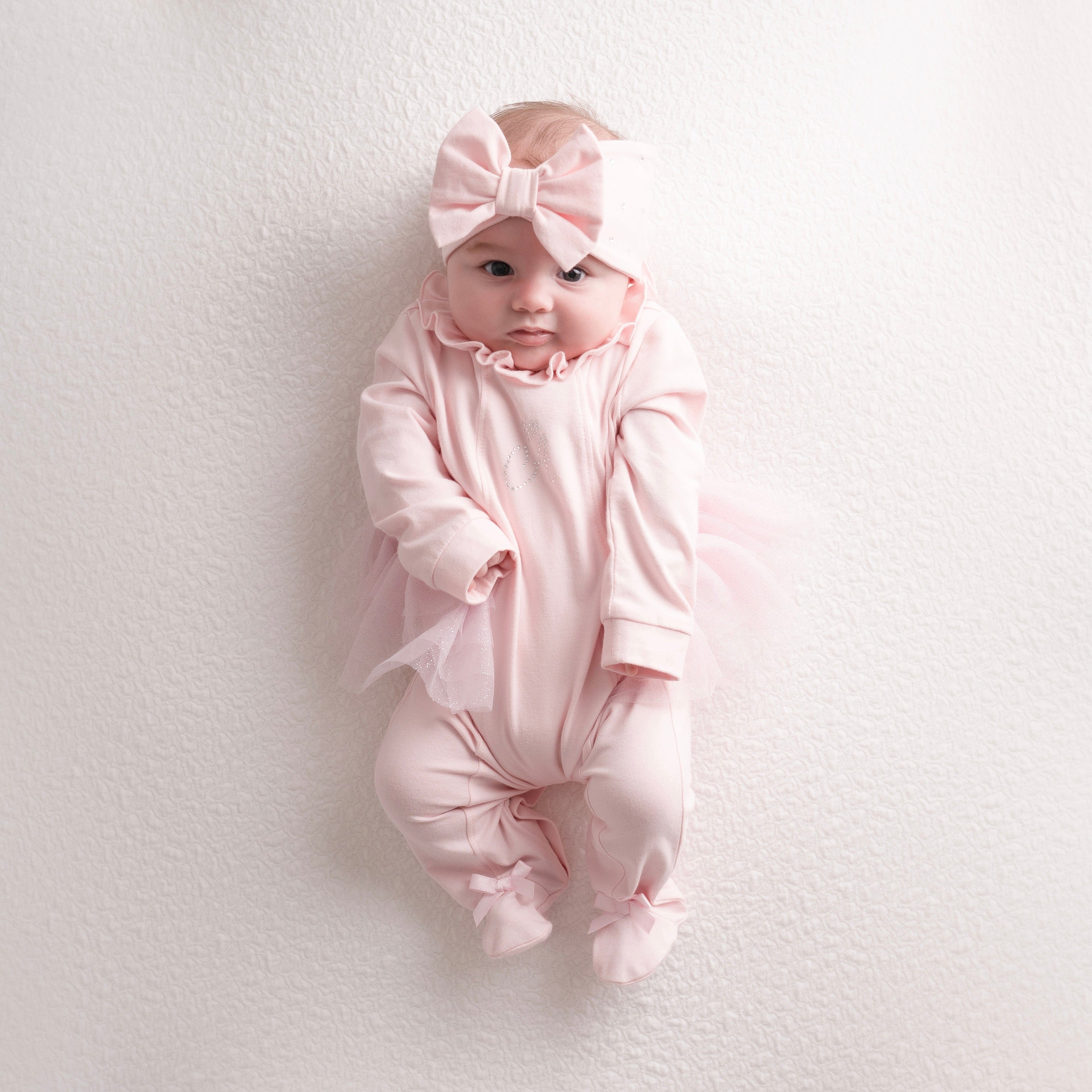 LITTLE A - Eve Tule Babygrow - Baby Pink