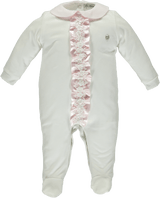 Piccola Speranza - Frill Detail Babygrow - White/Pink