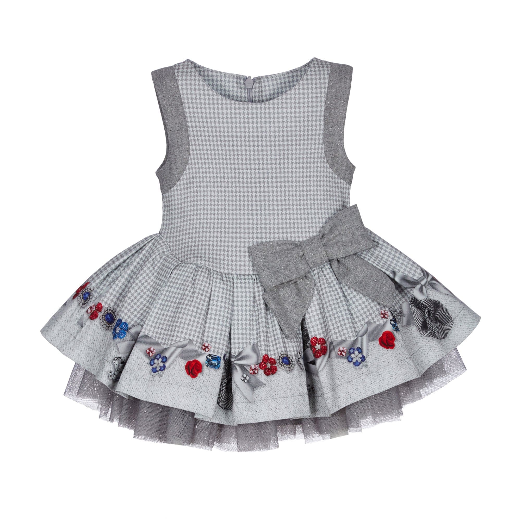 LAPIN HOUSE - Dog Tooth Swing Dress With Blouse - Grey
