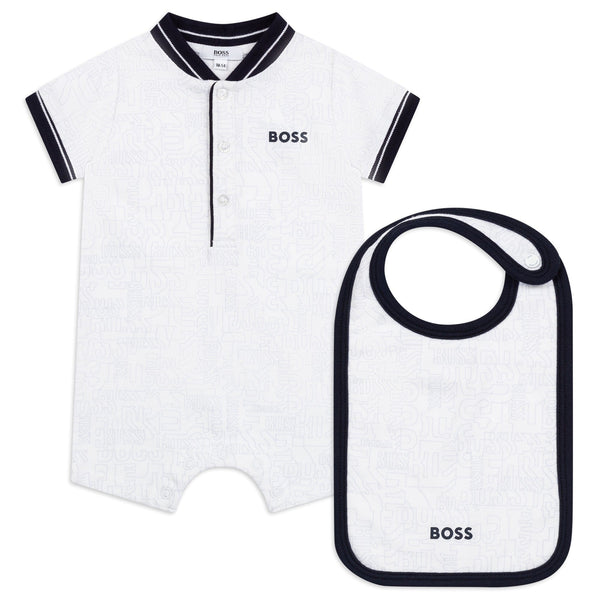 HUGO BOSS - Romper & Bib Gift Set - White