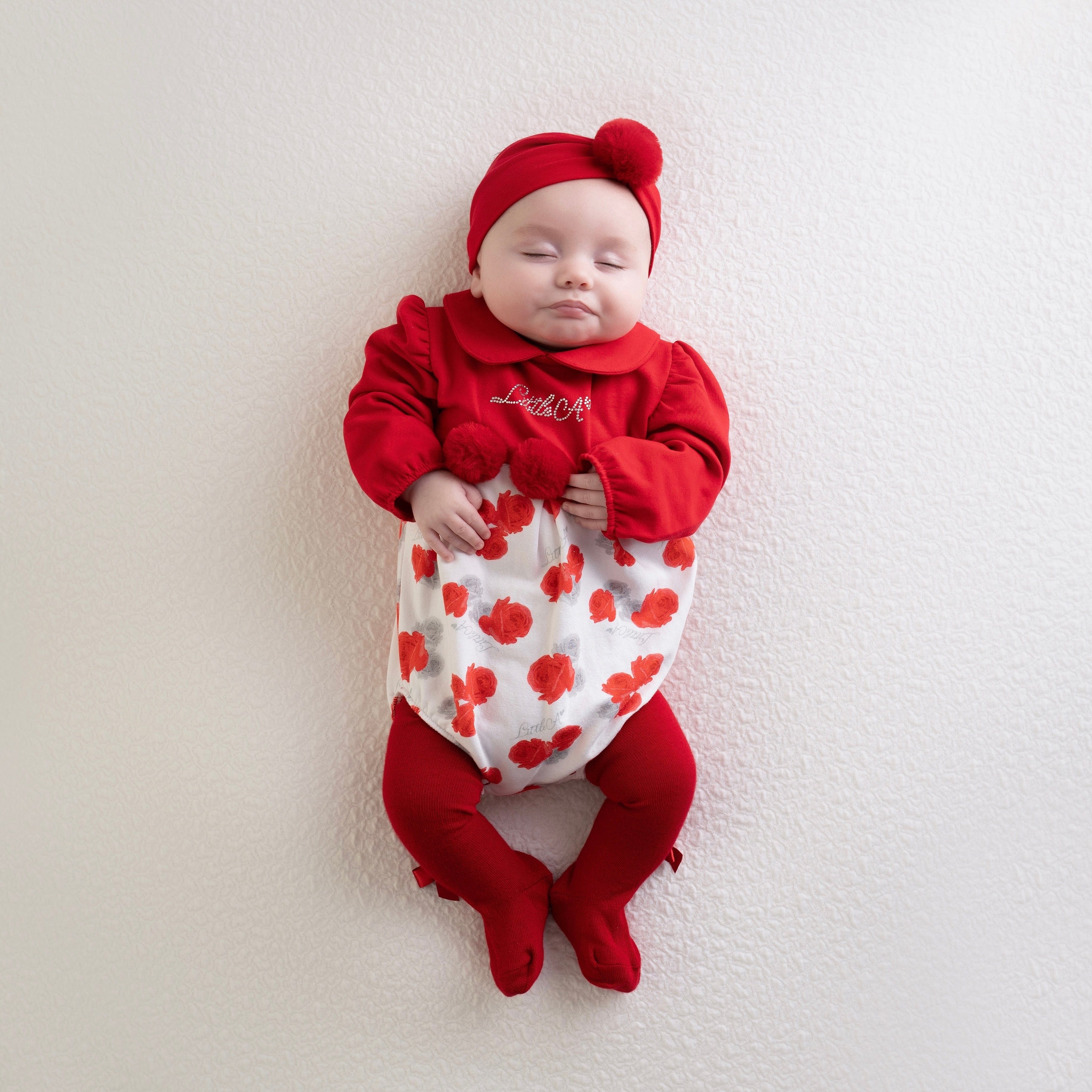 LITTLE A - Fernanda Rose Print Romper - Red