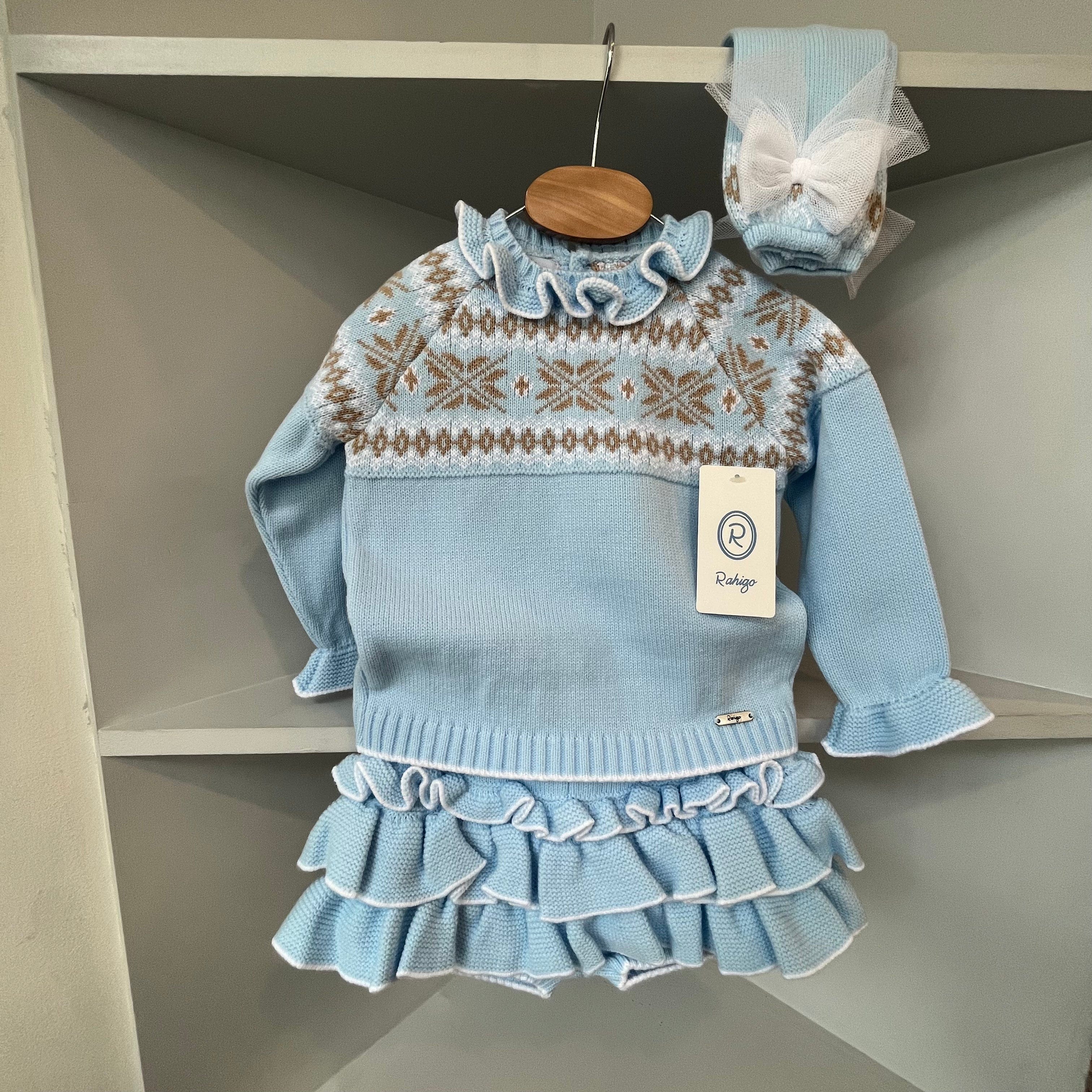 Rahigo - Four Piece Fairisle Skirt Set -  Baby Blue