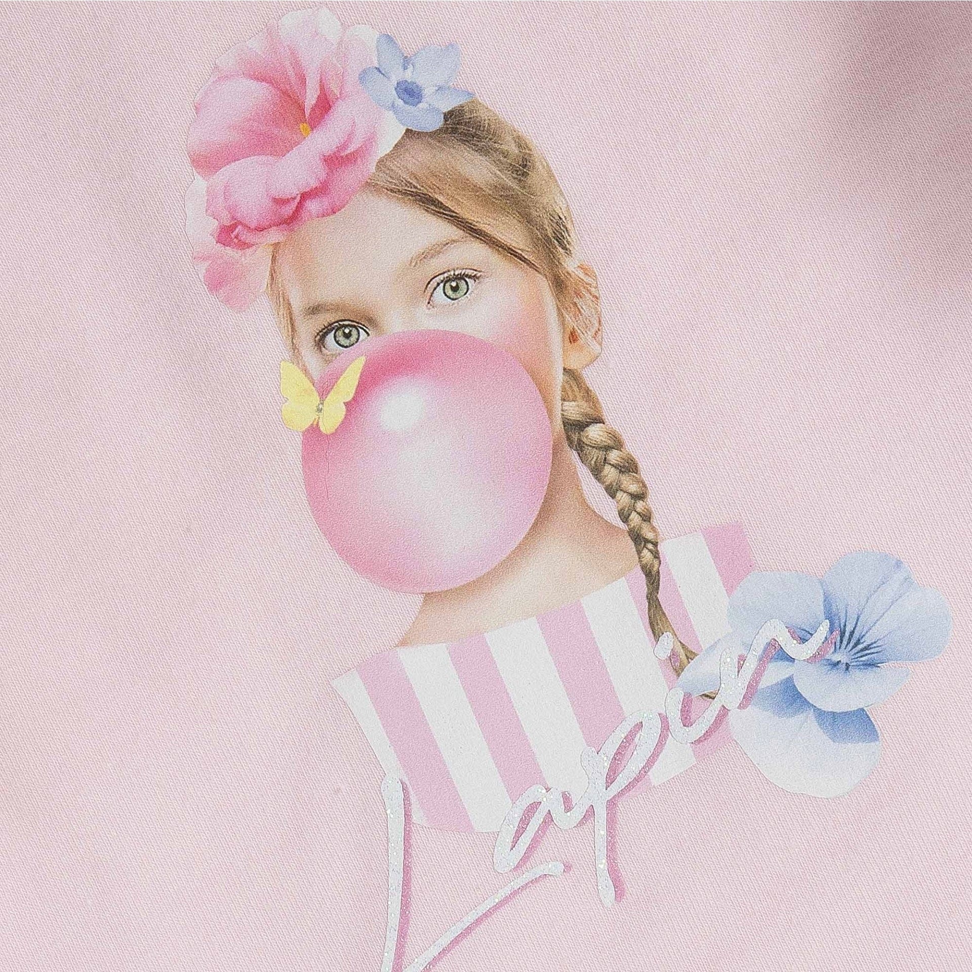 LAPIN HOUSE -Stripe Bubble Gum Girl Skirt Set - Pink