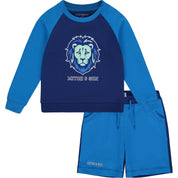 MITCH & SON - Kaleb King Of The Jungle Lion Sweat Short Set - Bright Blue