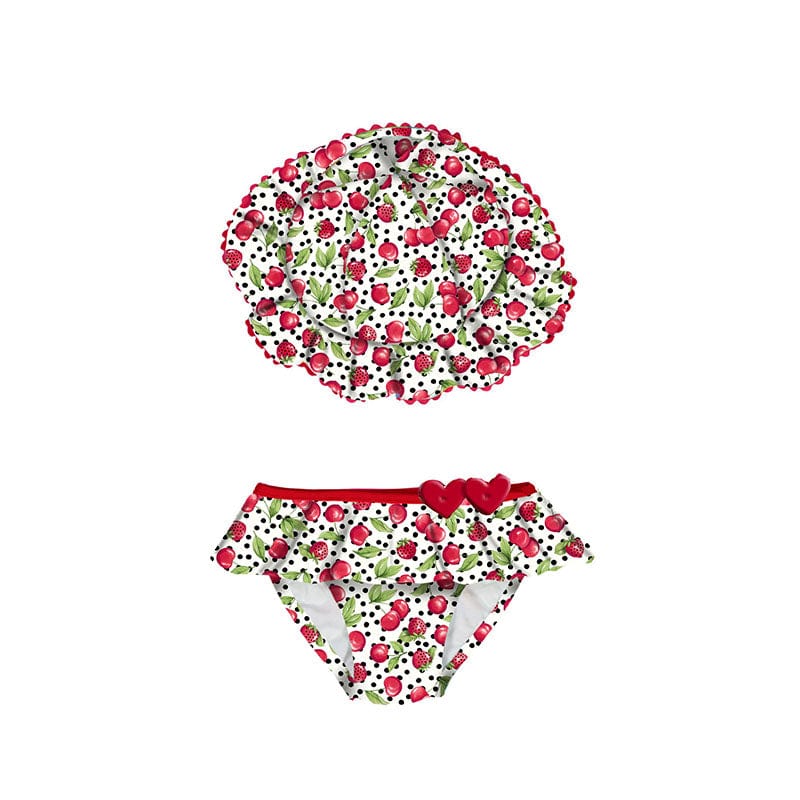 MAYORAL - Strawberry Swim Bottoms & Hat - White