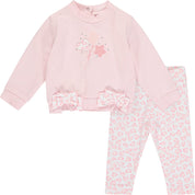 LITTLE A - Elena Leopard Print Legging Set - Baby Pink