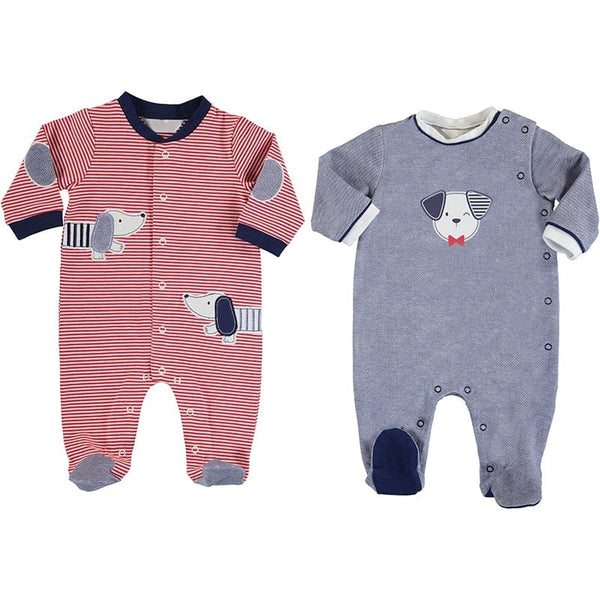 MAYORAL - Dogs Two Pack Onesies - Red