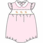MAGNOLIA BABY - Springtime Bunny Smocked  Bubble - Pink