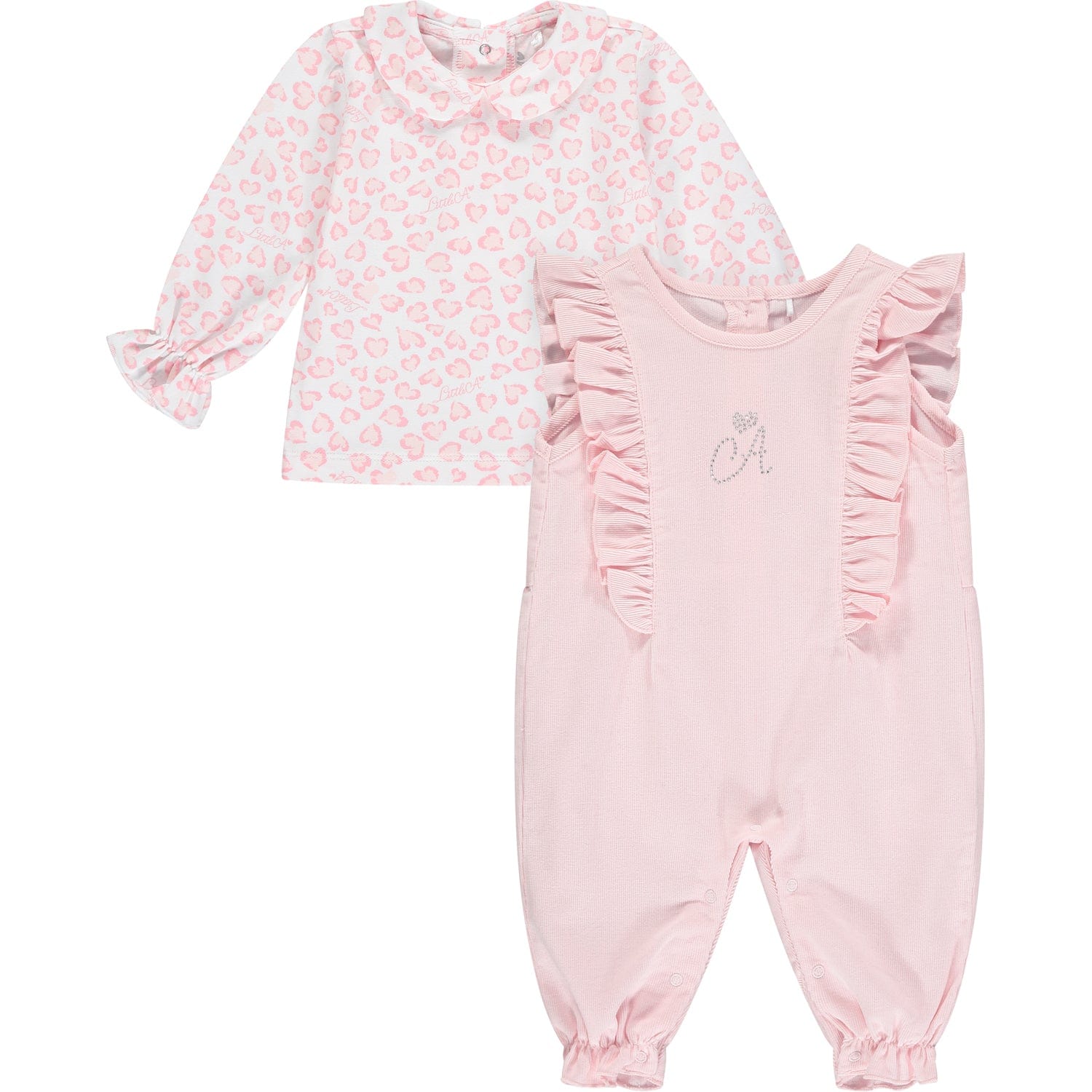LITTLE A - Elizabeth Baby Cord Dungaree Set - Baby Pink