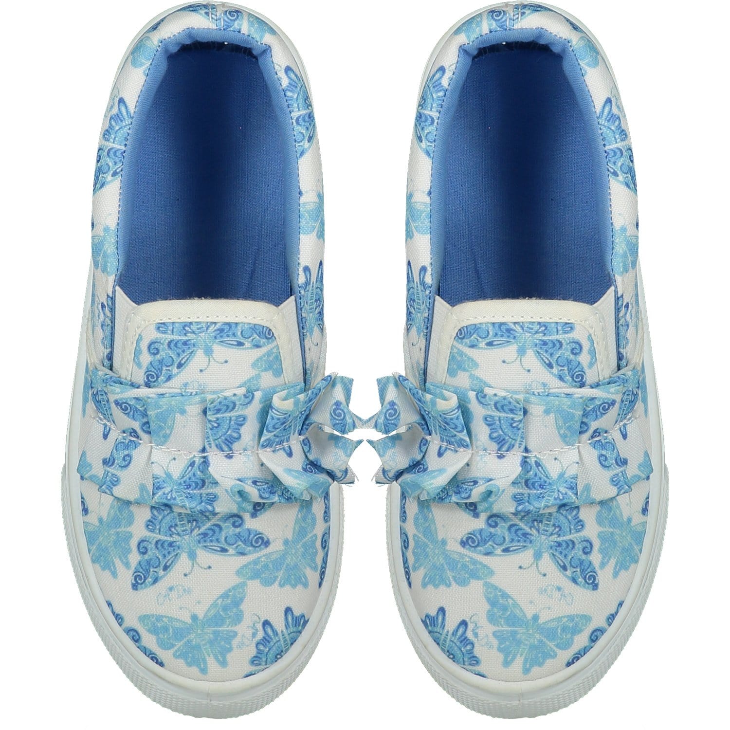 A DEE - Frilly Canvas Slip On Trainer - Light Blue