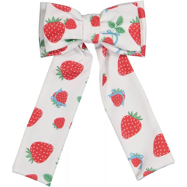 SAL & PIMENTA -  Strawberry Berries & Bows Hair Bow - White