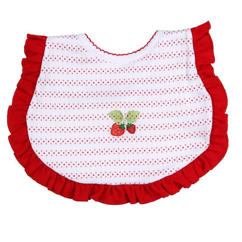 MAGNOLIA BABY - So Berry Cute Embroidered Bib - Red
