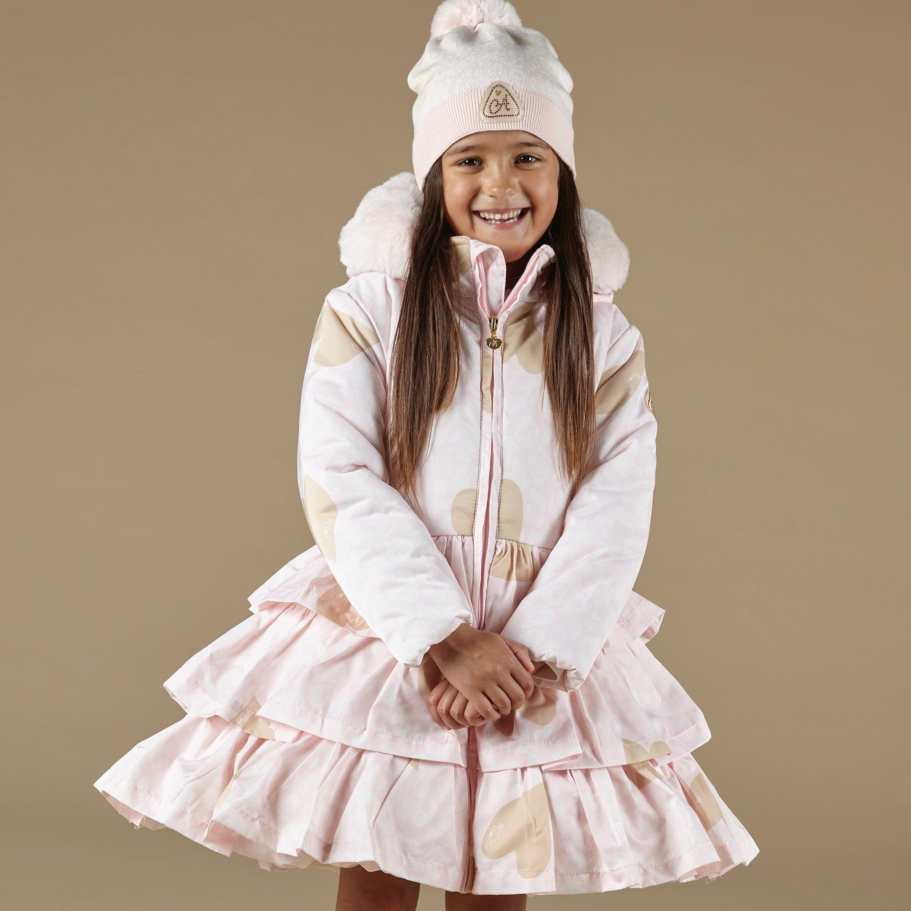 A DEE - Penelope Faux Fur Hooded Jacket - Pale Pink