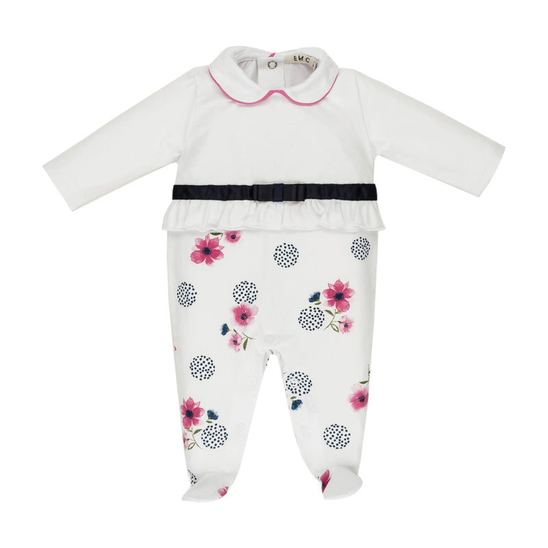 EVERYTHING MUST CHANGE -Pink Floral Babygrow - White
