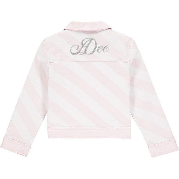 A DEE - Stripe Denim Jacket - Pink