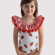 MEIA PATA - Saint Tropez Strawberries Print Swimsuit - Red