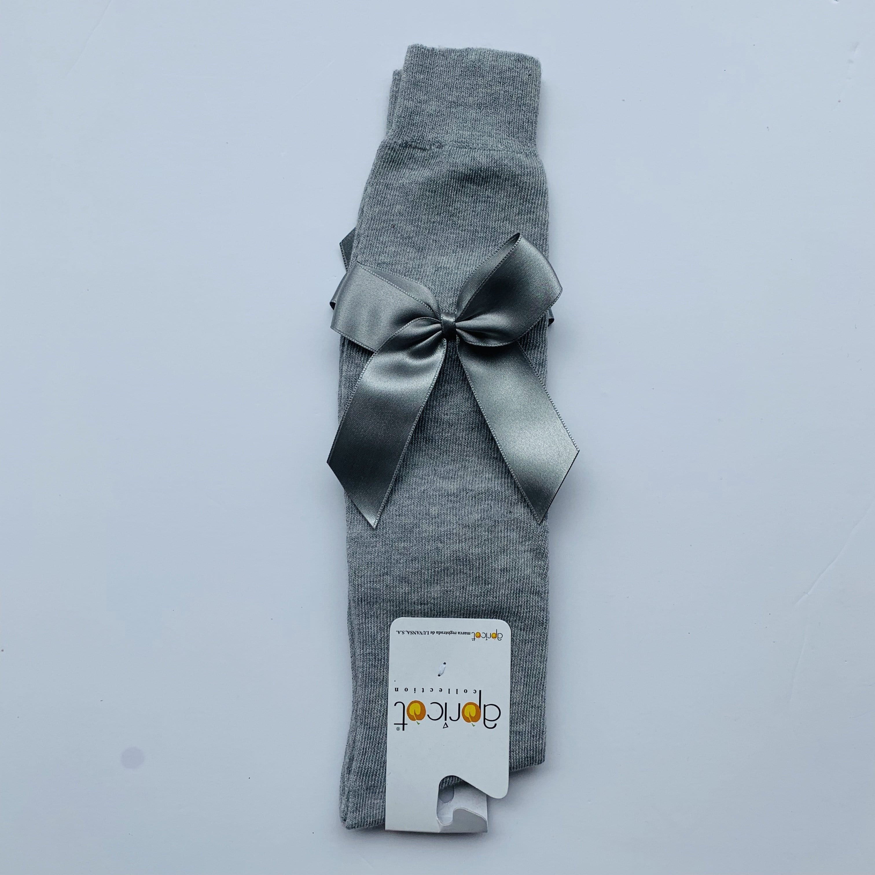 APRICOT - Over Knee High Bow Sock - Grey
