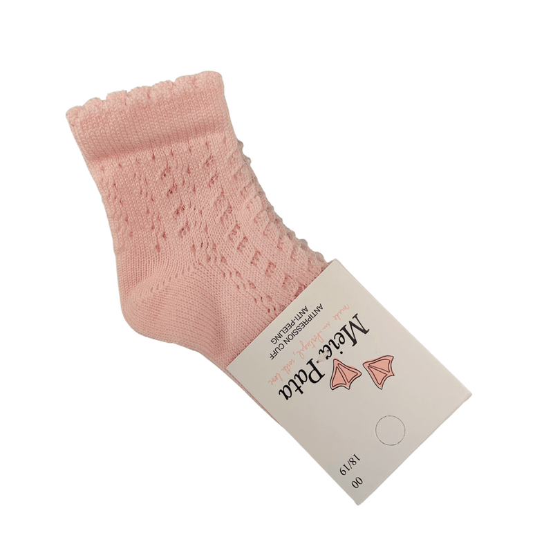 MEIA PATA - Open Knit Ankle Sock - Baby Pink