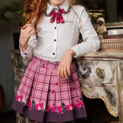 Piccola Speranza  - Check & Bow Skirt Set  - Burgundy