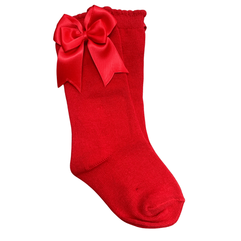 TAMBINO - Knee High Double Bow Socks - Red